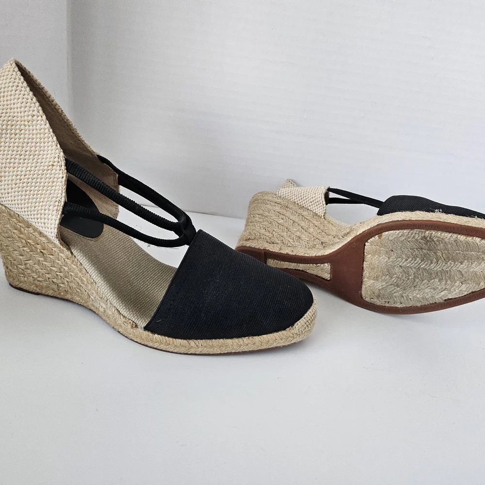 Adrienne Vittadini Black and Beige Espadrille Sandals size 9.5 - Picture 5 of 8